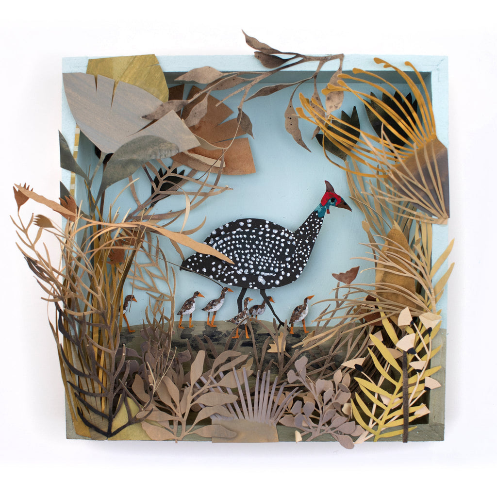 Guinea Fowl South African Bids  Catherine Holtzhausen Pape Collage Art